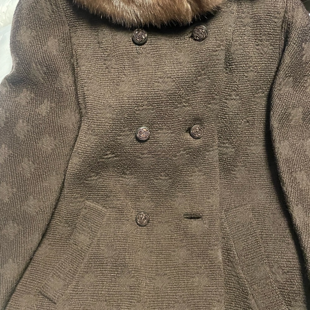 Chic Brown Double-Breasted Women's Pea Coat